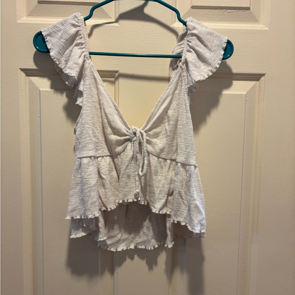 White Ruffled Women's Top